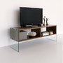 Hanah Home TV404 Soporte de TV Nogal con Cristal Templado